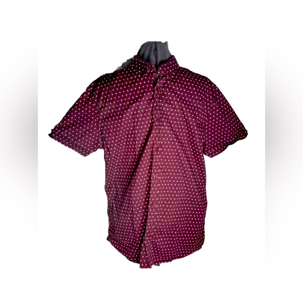 Guess mens xl button up short sleeve burgundy slim fit 62136 #30